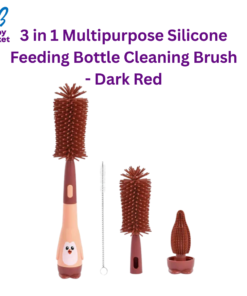 3 in 1 Multipurpose Silicone Feeding Bottle Cleaning Brush - Dark Red