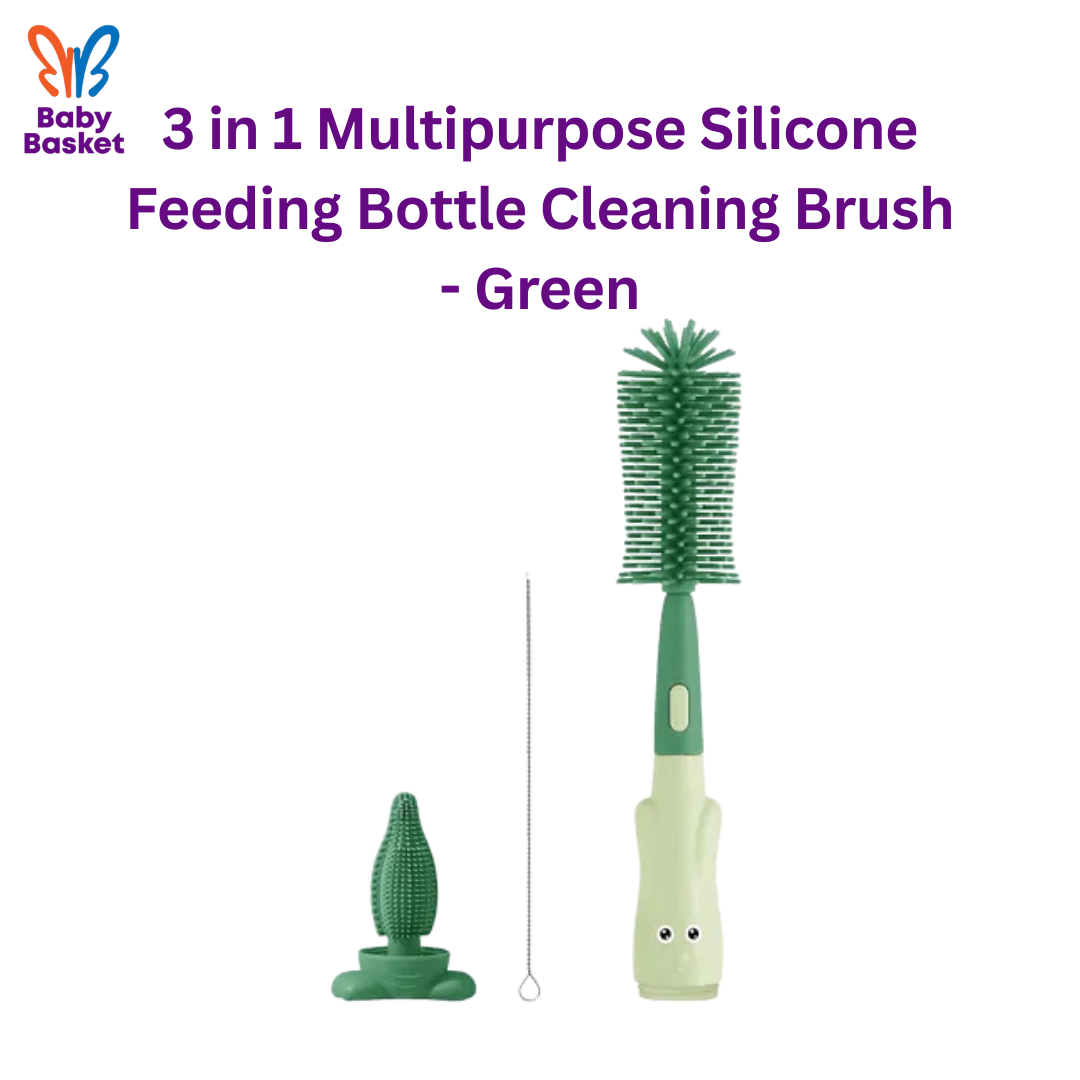 3 in 1 Multipurpose Silicone Feeding Bottle Cleaning Brush - Green