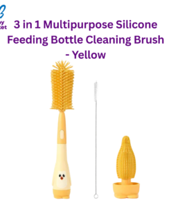 3 in 1 Multipurpose Silicone Feeding Bottle Cleaning Brush - Yellow