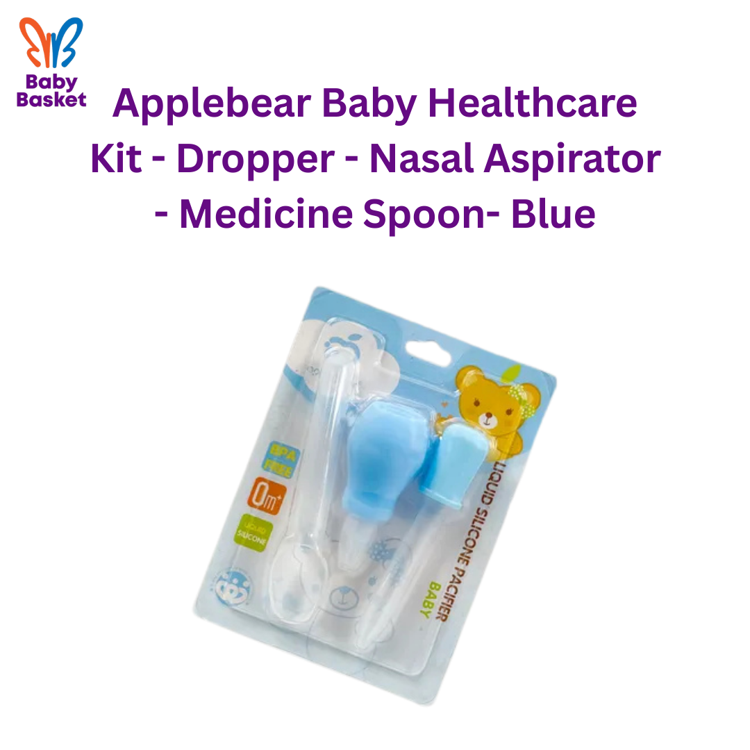 Applebear Baby Healthcare Kit - Dropper - Nasal Aspirator - Medicine Spoon- Blue