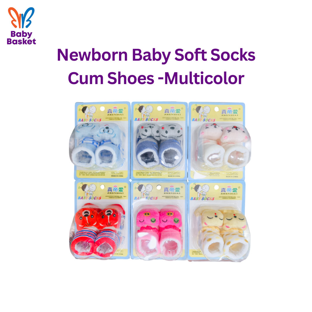 Newborn Baby Soft Socks Cum Shoes -Multicolor