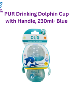PUR Drinking Dolphin Cup with Handle, 230ml- Blue