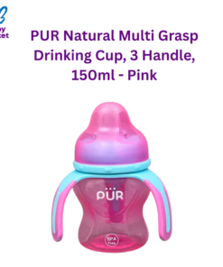 PUR Natural Multi Grasp Drinking Cup, 3 Handle, 150ml - Pink