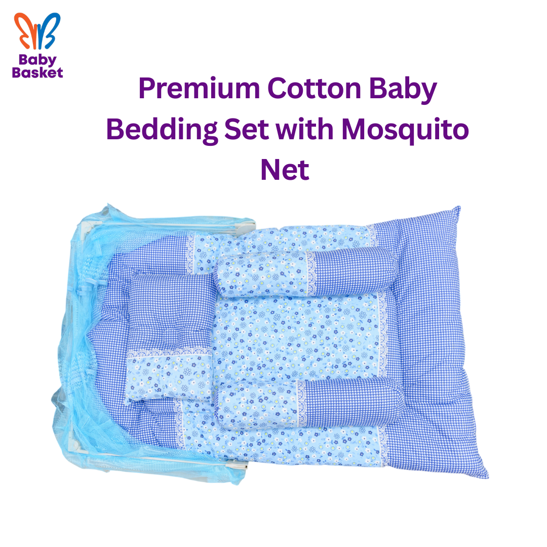 Premium Cotton Baby Bedding Set with Mosquito Net 8