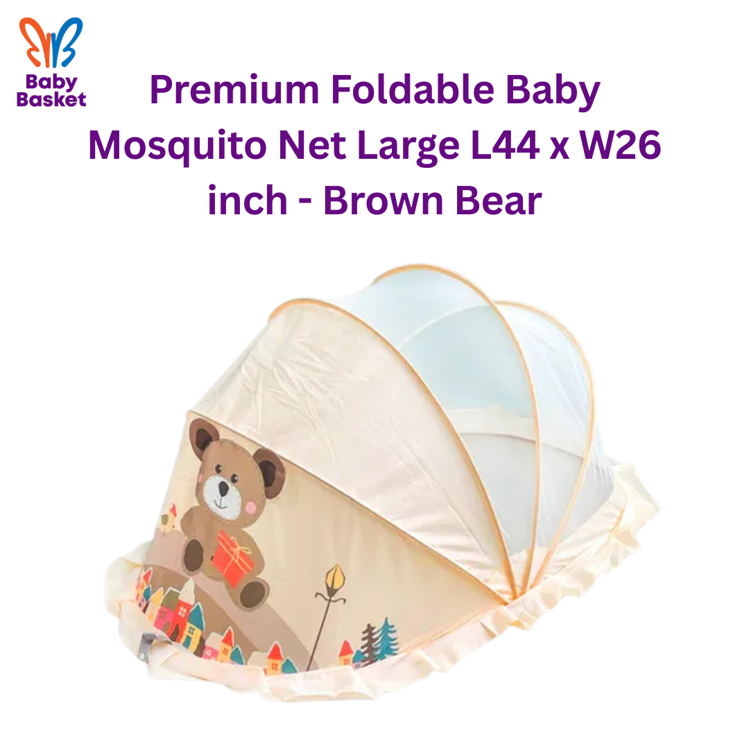 Premium Foldable Baby Mosquito Net Large L44 x W26 inch - Brown Bear