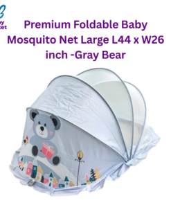 Premium Foldable Baby Mosquito Net Large L44 x W26 inch -Gray Bear