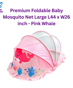 Premium Foldable Baby Mosquito Net Large L44 x W26 inch - Pink Whale