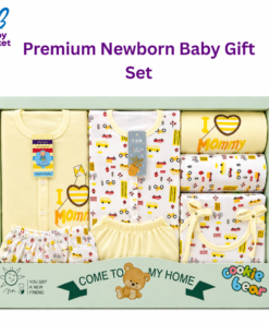 🍼 Premium Newborn Baby Gift Set – 8 Pcs (I ❤️ Mommy Design-Yellow)