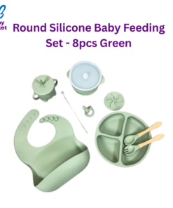 Round Silicone Baby Feeding Set - 8pcs Green