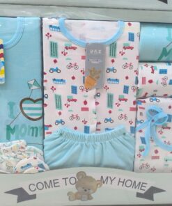 🍼 Premium Newborn Baby Gift Set – 8 Pcs (I ❤️ Mommy Design-Blue)