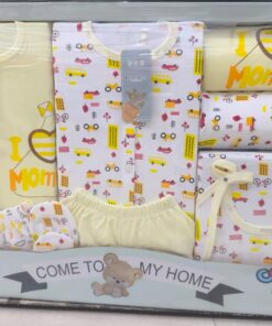 🍼 Premium Newborn Baby Gift Set – 8 Pcs (I ❤️ Mommy Design-Yellow)