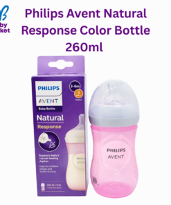 Philips Avent Natural Response Color Bottle Wide Neck PP 3-6m, 260ml Single Bottle – Pink
